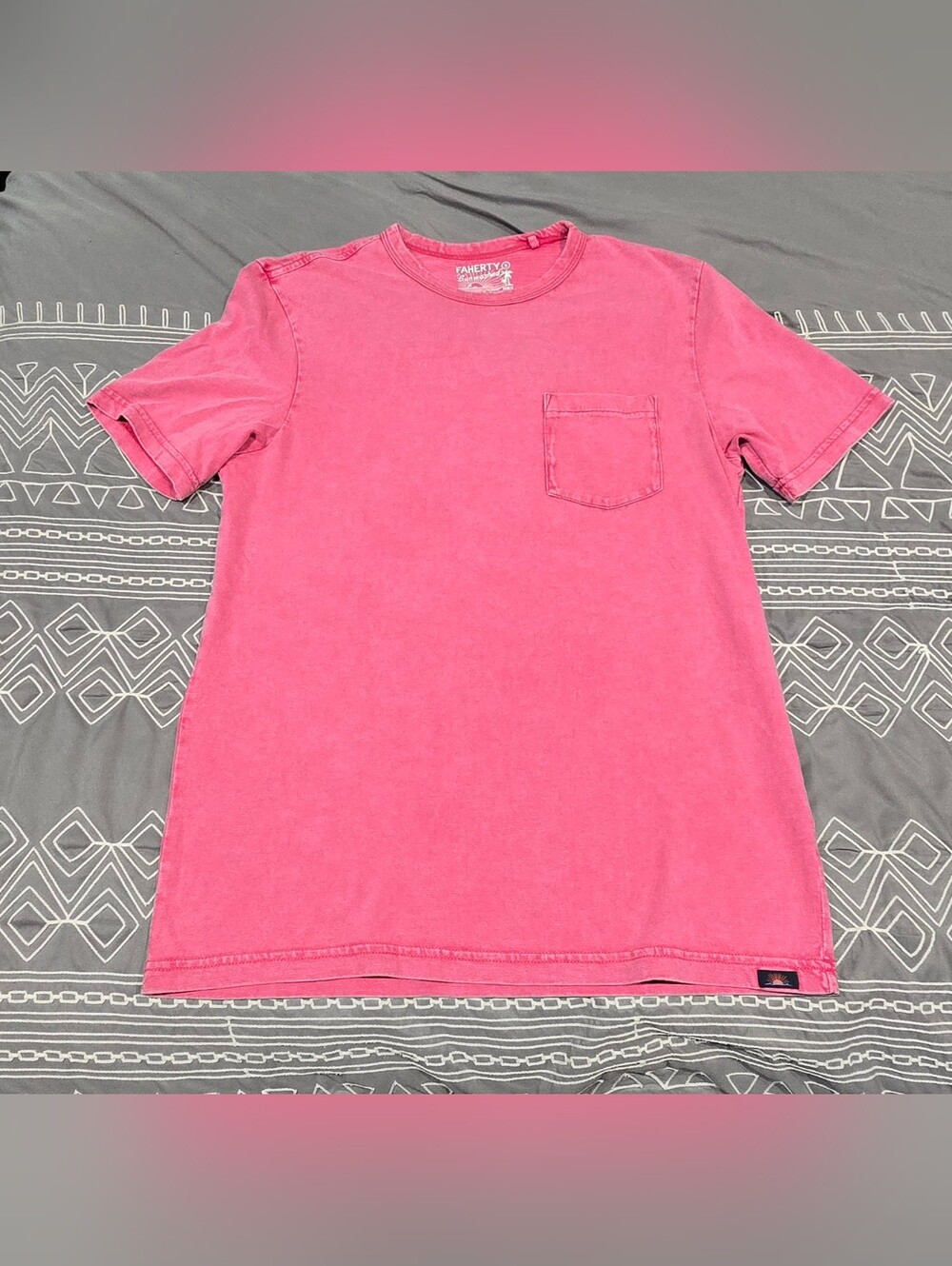 Faherty Mens Sunwashed Organic Pocket Tee Size Small